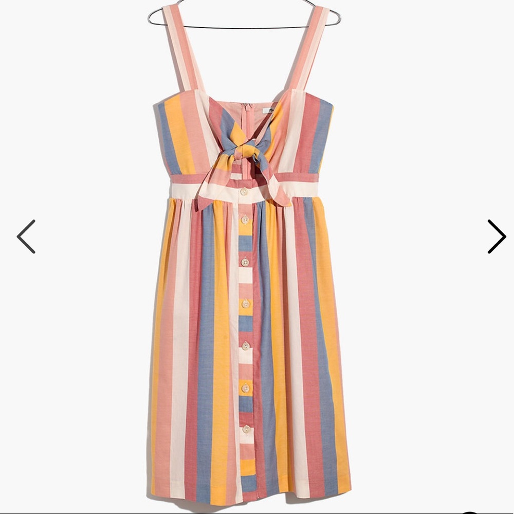 Madewell Tie Front Cutout Dress in Sherbet Stripe